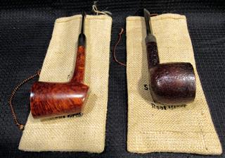 LOT TEN VINTAGE WOODEN HAND CARVED SMOKING PIPES - LOT INCLUDES VARIOUS TYPES OF